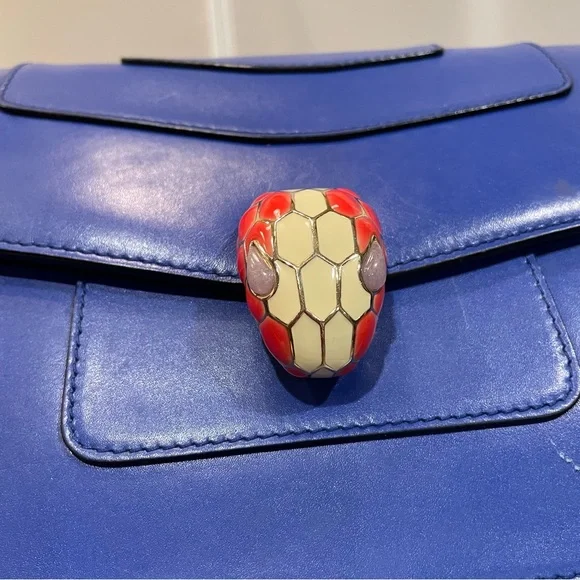 EUC Bvlgari Calfskin Leather Serpenti Forever Crossbody Blue Bag Purse Authentic - Picture 2 of 15